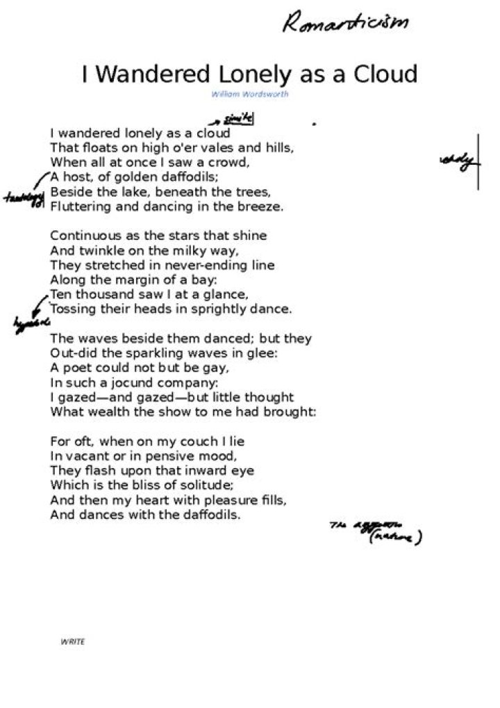 An Exploration Of Language In "I Wandered Lonely As A Cloud"